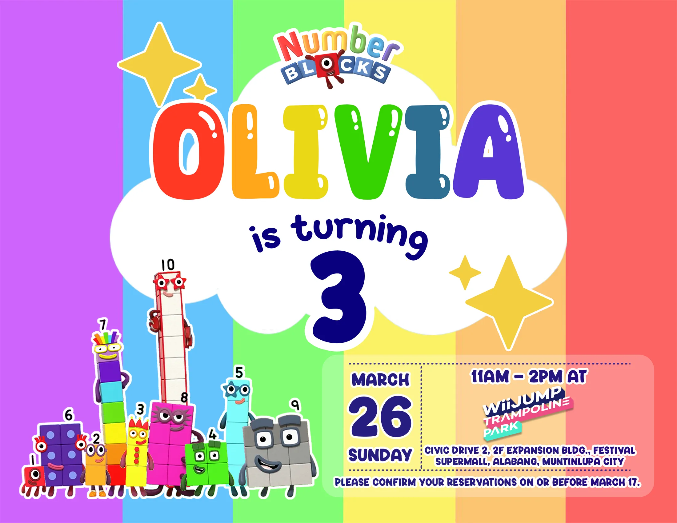 WiiJump Birhday Invite - Olivia at 3